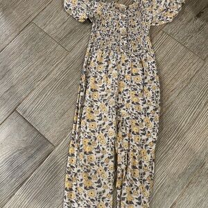 Jessica Simpson Cream Floral One-Piece Bodysuit with Yellow and Gray Flowers